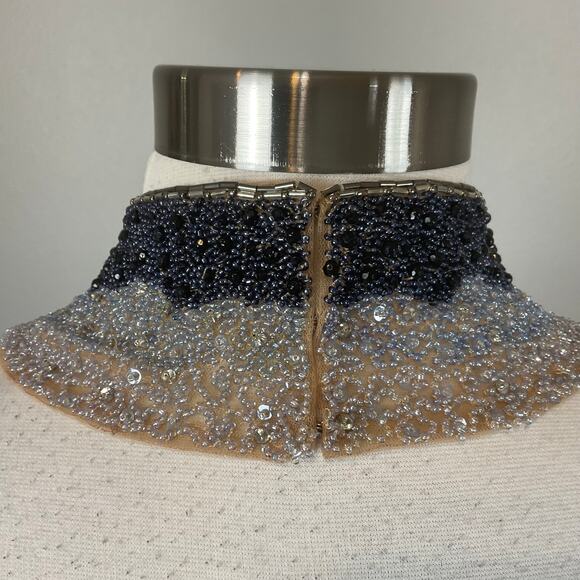 Badgley Mischka Backless Floral Print Beaded Halter Evening Gown White Size 10 - Picture 10 of 15